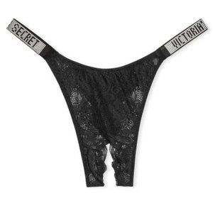 Victoria's secret very sexy shine strap bombshell Brazilian crotchless panty